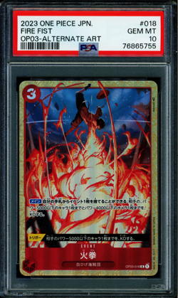Fire Fist - OP03-018 - PSA 10 - Alt Art Japanese - OP03 - One Piece - 65755 - Image 1
