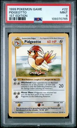 Pokemon Card Pidgeotto 22/102 1st Edition PSA 9 Shadowless Base Set - Image 4