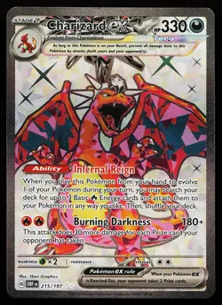 Charizard ex 215/197 Holo Ultra Rare Obsidian Flames Pokemon Card - Image 1