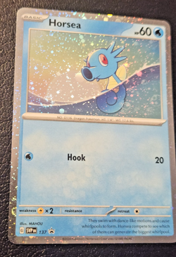 Horsea Cosmo Holo SWIRL Promo Pokemon TCG Card ( SV: Scarlet & Violet #137 A ) - Image 1