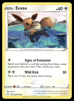 Eevee 052/072 Common Shining Fates Pokemon Near Mint - Image 1