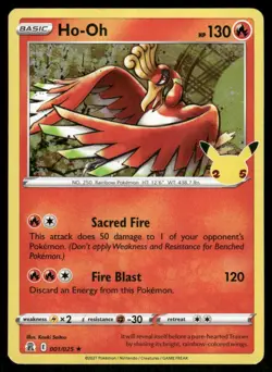 Ho-Oh 001/025 Rare Celebrations Pokemon Holo Near Mint - Image 1