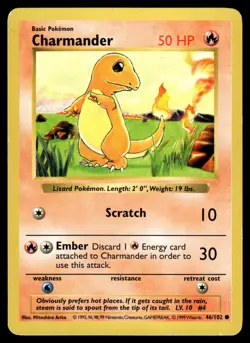 Charmander 046/102 Base Set (Shadowless) Pokemon - Image 1
