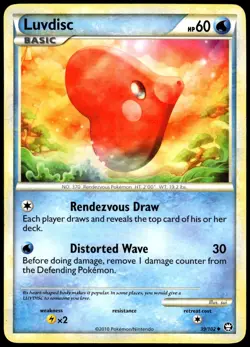 Luvdisc 39/102 Uncommon HGSS Triumphant Pokemon LP - Image 1