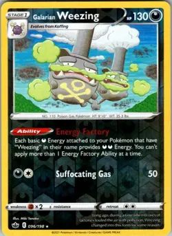 Galarian Weezing 096/198 Chilling Reign Pokemon Reverse Holo Near Mint - Image 1