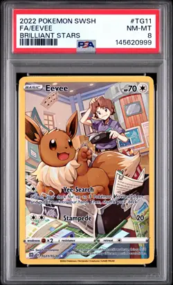 PSA 8 Eevee TG11 Brilliant Stars Pokemon 2022 Pokemon Sword & Shield - Image 1