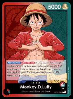 MONKEY.D.LUFFY (003) OP01-003 LEADER ONE PIECE DEMO DECK CARDS ONE PIECE NM/M - Image 1