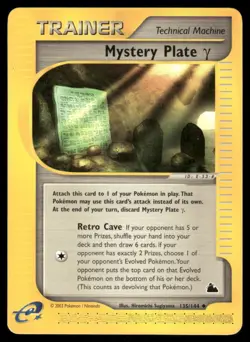 Pokemon Cards Mystery Plate Gamma 135/144 Skyridge Uncommon LP *3 - Image 1