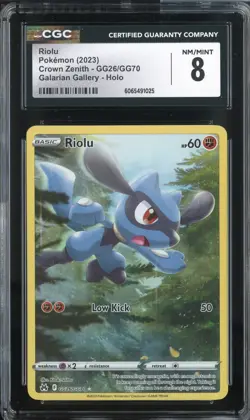RIOLU CROWN ZENITH GG26/GG70 POKEMON GALARIAN GALLERY HOLO CGC 8 NM/MINT - Image 1