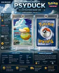 2026 Pokemon Psyduck 226/217 Illustration Rare IR Ascended Heroes Near Mint - Image 1