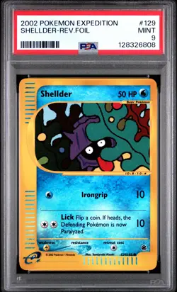 2002 POKEMON EXPEDITION #129 SHELLDER-REVERSE FOIL PSA 9 - Image 1