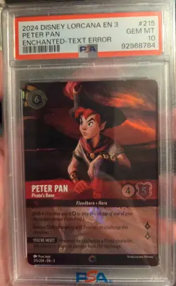 Disney Lorcana Peter Pan Pirate's Bane Enchanted TEXT ERROR #215 PSA 10 GEM MINT - Image 1