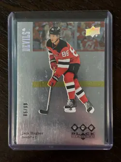 Jack Hughes 2019-20 Upper Deck Black Diamond Retro Triple Diamond Rookie /99 - Image 1
