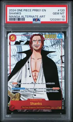 SHANKS MANGA ALT ART ONE PIECE TCG 2024 PRB01 EN OP01-120 PSA 10 GEM MINT - Image 1