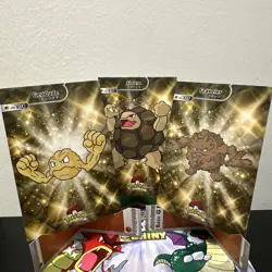 Pokemon Database Shiny Set Geodude Graveler Golem Shiny Sparkle Holo Set Of 3 - Image 1