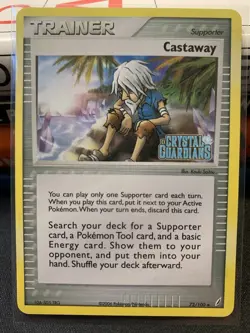 Pokemon Trainer Castaway 72/100 Reverse Holo EX Crystal Guardians Stamped NM - Image 1