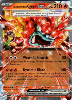 HEARTHFLAME MASK OGERPON EX 040/167 TWILIGHT MASQUERADE POKEMON HOLO NM - Image 1