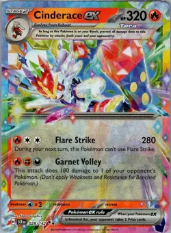 CINDERACE EX 28/142 DOUBLE RARE STELLAR CROWN POKEMON HOLO NEAR MINT - Image 1