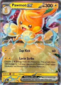 PAWMOT EX 073/197 DOUBLE RARE OBSIDIAN FLAMES POKEMON HOLO NEAR MINT - Image 1
