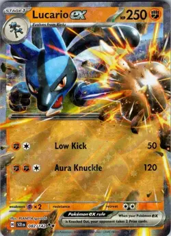 LUCARIO EX 82/142 DOUBLE RARE STELLAR CROWN POKEMON HOLO NEAR MINT - Image 1