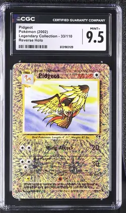 CGC 9.5 MINT+ Pidgeot 33/110 Legendary (collection) Reverse Holo Pokemon Card - Image 1