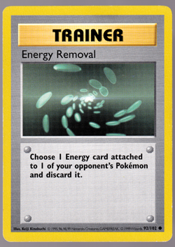 Energy Removal 92/102 Shadowless Base Set Pokemon Card 1999 LP - Image 1