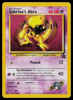 Pokemon Card - Sabrina's Abra Wotc Black Star Promo 19 Promo - Image 1