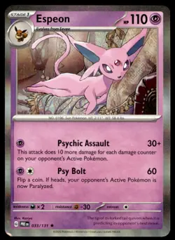 Espeon 033/131 Holo Rare Prismatic Evolutions Pokemon Near Mint - Image 1