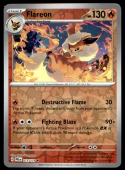Flareon 013/131 Holo Rare Prismatic Evolutions Pokemon Reverse Holo Near Mint - Image 1