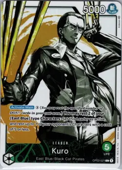 Kuro OP03-021 L Leader Alt Alternate Art - One Piece Card Game - NM - Image 1