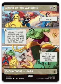 Origin of the Avengers (Borderless) #298 (NM) Marvel Super Heroes MSH Magic MTG - Image 1
