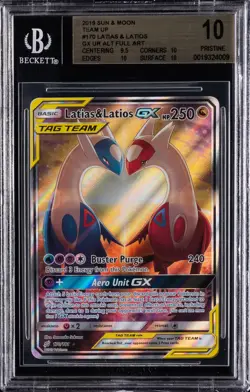2019 SUN & MOON TEAM UP #170 LATIAS & LATIOS GX UR ALT FULL ART BGS 10 - Image 1