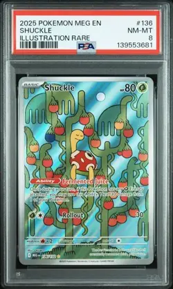 Pokemon Card Mega Evolution Shuckle 136 PSA 8 - Image 1