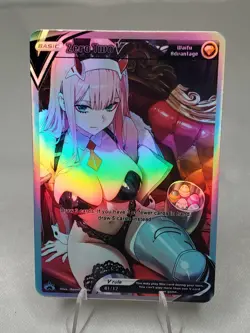 Zero Two Darling in the Franxx Custom V Card Waifu Rainbow Holo Foil Fan Art - Image 1
