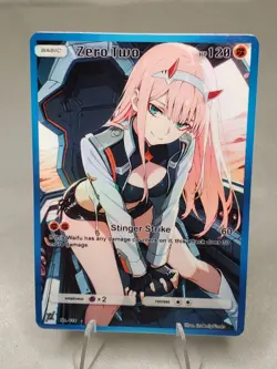Zero Two Darling in the Franxx Pilot Seat Custom Waifu Fan Art Trading Card - Image 1