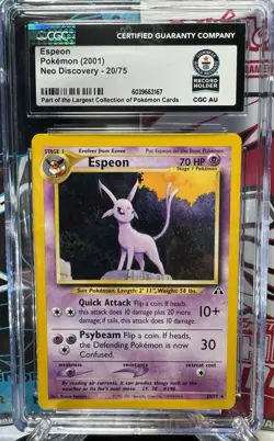 1 of 1 Espeon 2001 Neo Discovery 20/75 CGC Guinness World Record Vintage Pokemon - Image 1