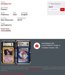 1 of 1 Espeon 2001 Neo Discovery 20/75 CGC Guinness World Record Vintage Pokemon - Image 5