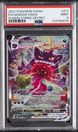 2021 POKEMON SWORD & SHIELD FUSION STRIKE SECRET #271 FULL ART/GENGAR VMAX PSA 9 - Image 1