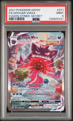 2021 POKEMON SWORD & SHIELD FUSION STRIKE SECRET #271 FULL ART/GENGAR VMAX PSA 9 - Image 1
