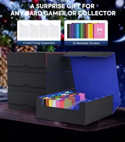Trading Card Storage Box, 3000+ MTG Deck Box with 24 Colorful Dividers & 4 Card - Image 3