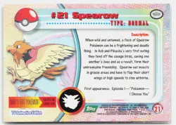 Spearow #21 Topps Trading Cards Series 1 Pokemon Near Mint - Image 2