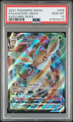 Pokemon Card Leafeon Vmax 008/203 PSA 10 Evolving Skies - Image 1