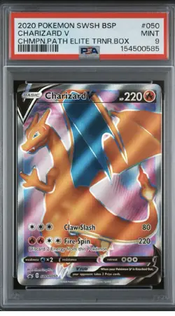 2020 Pokemon Charizard V SWSH050 Champion’s Path ETB Promo PSA 9 Mint - Image 1