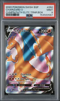 2020 Pokemon Charizard V SWSH050 Champion’s Path ETB Promo PSA 9 Mint - Image 1