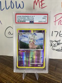 2008 Pokemon D&P Slowkin Reverse Holo Foil Great Encounters #28 PSA 9 Mint - Image 1