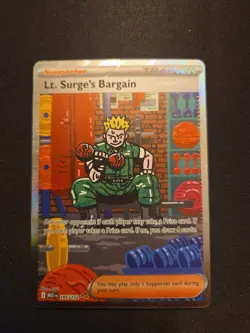 Pokemon Lt. Surge's Bargain Full Art Holo Trainer 185/132 Special Illustration - Image 1