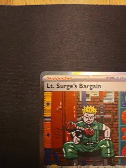 Pokemon Lt. Surge's Bargain Full Art Holo Trainer 185/132 Special Illustration - Image 2