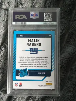 2024 PANINI DONRUSS #383 MALIK NABERS OPTIC psa 10 PREVIEW-RED WAVE giants lsu - Image 2