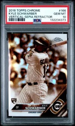 2016 Topps Chrome #166 Kyle Schwarber Sepia Refractor Rookie RC PSA 10 - Image 1
