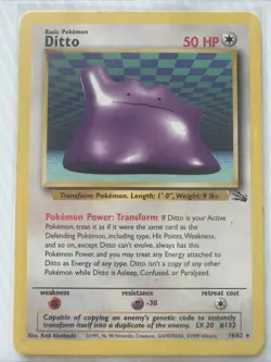 Pokemon Card - Ditto 18/62 Unlimited Non Holo Rare - Fossil - LP - Image 1
